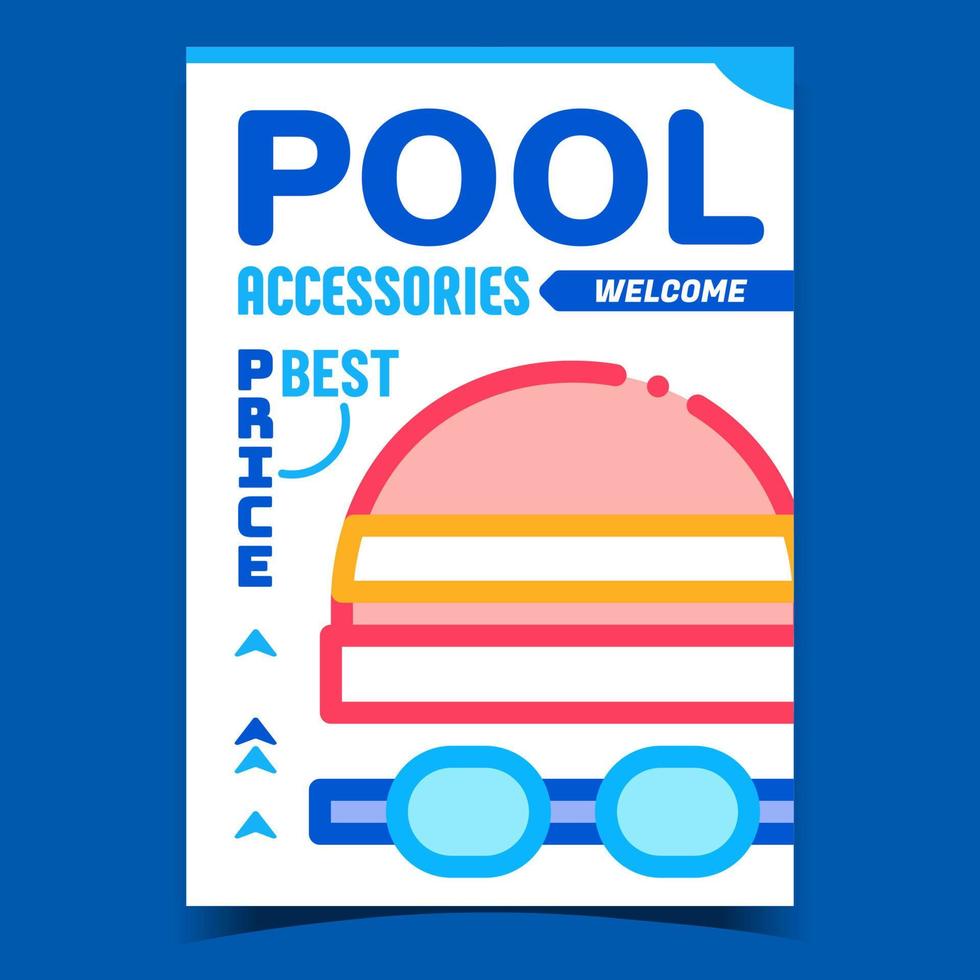 vector de cartel de promoción creativa de tienda de accesorios de piscina