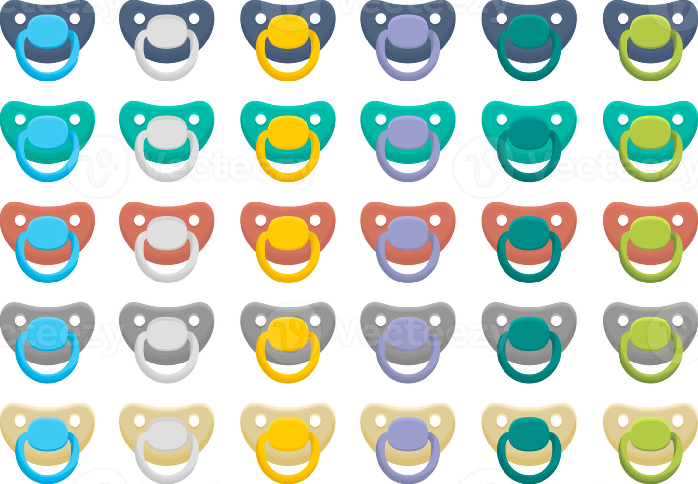 big set baby pacifiers, dummy with rubber nipple 17386152 PNG