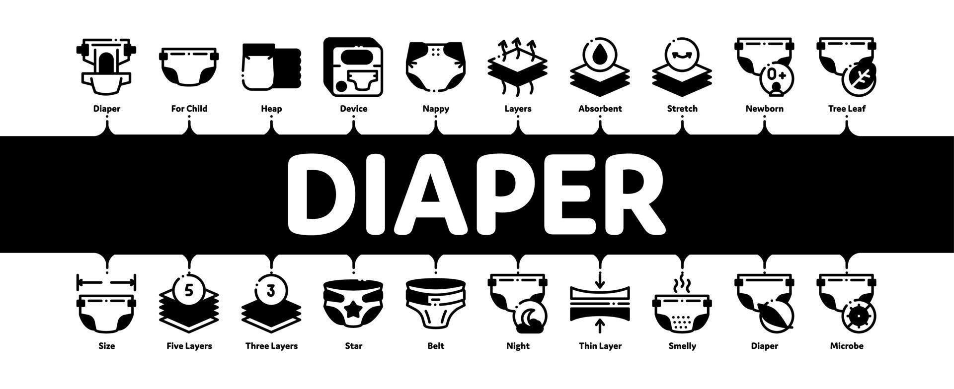 Diaper For Newborn Minimal Infographic Banner Vector