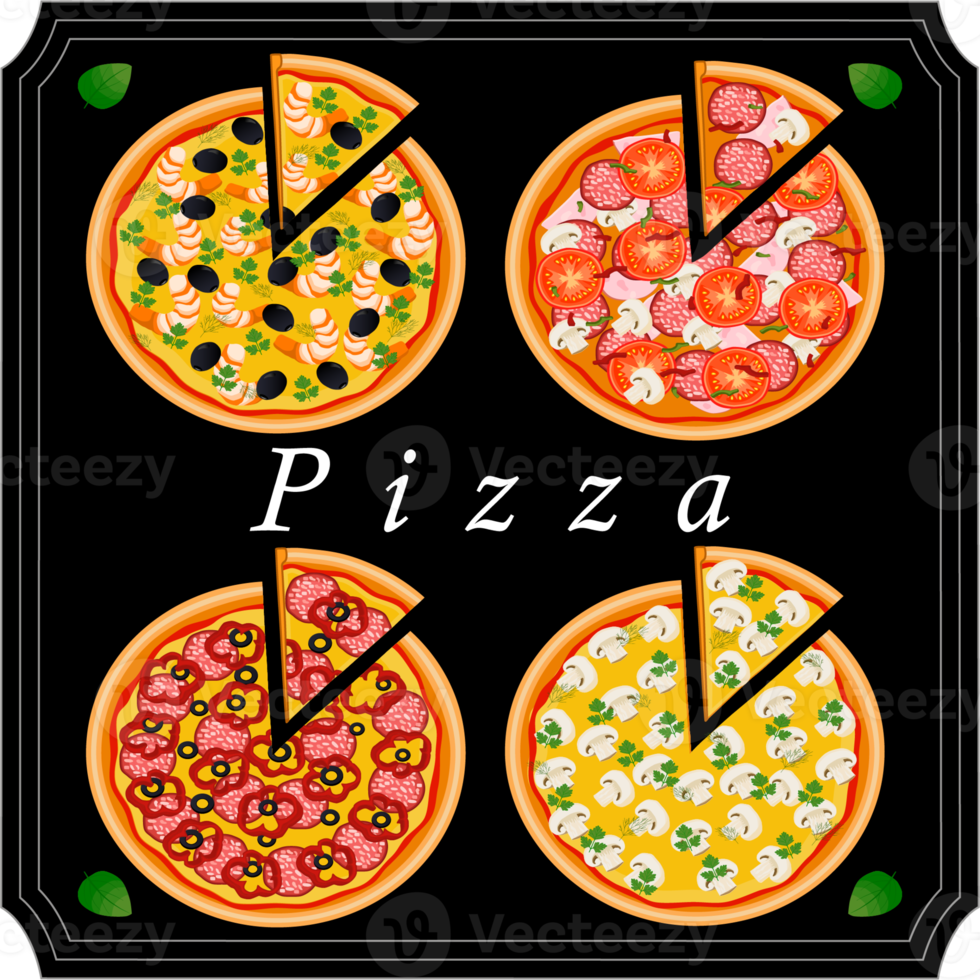 varias pizzas dulces y sabrosas png