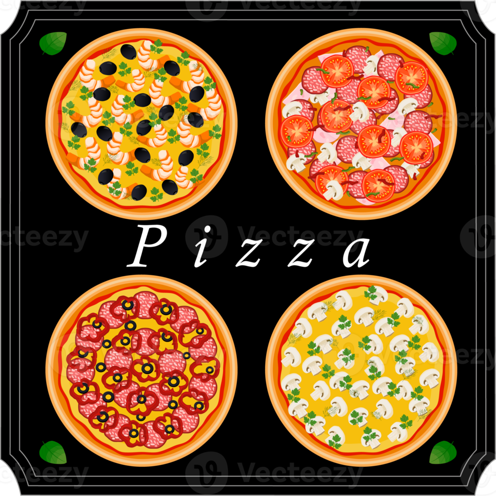 varias pizzas dulces y sabrosas png