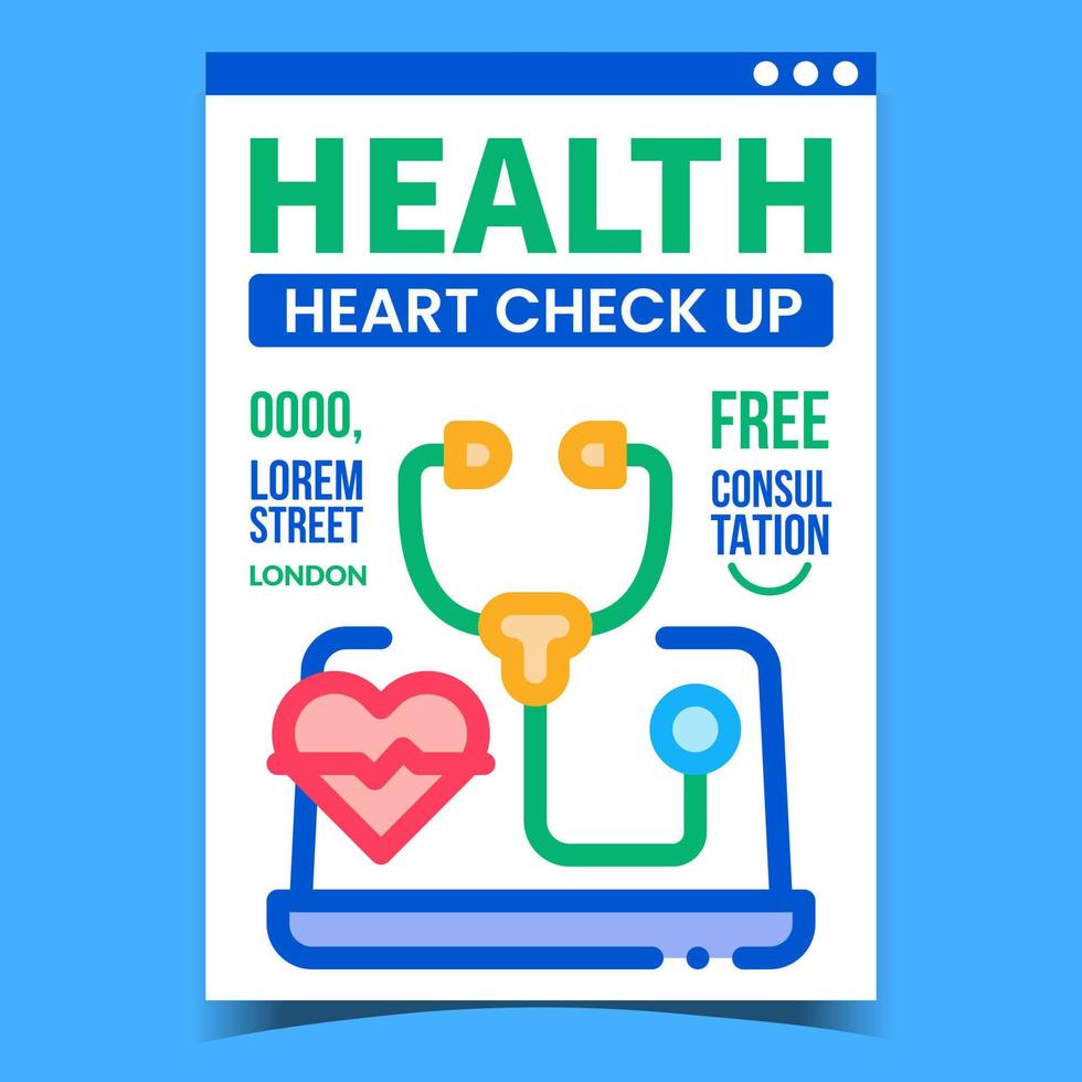 Health Heart Check Up Promotional Banner Vector