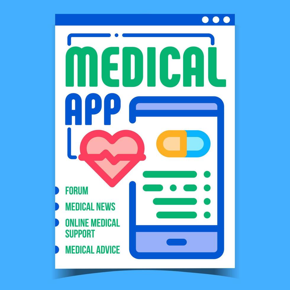 Medical App Creative Promotional Poster Vector