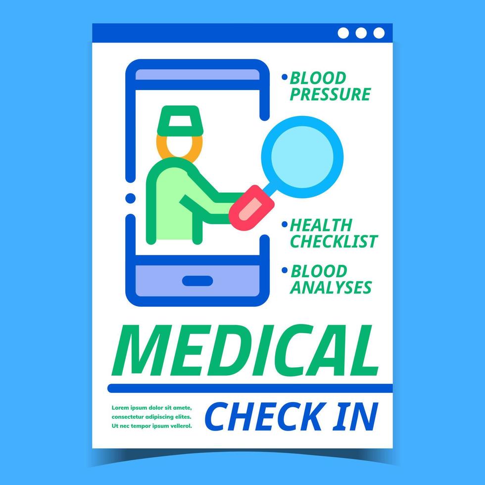 Medical Check In Creative Promotion Banner Vector