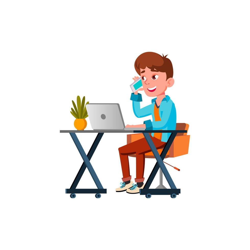 teen boy using talking smartphone vector