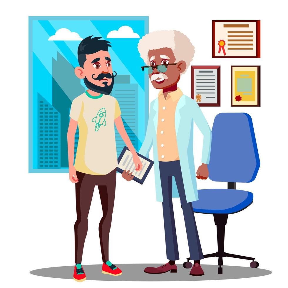 Sad Teenager Visiting Doctor Vector. Isolated Illustration vector