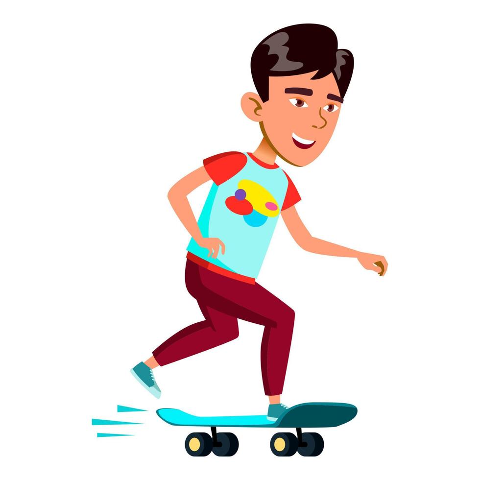 Schoolboy Child Riding Skateboard Sport Vector