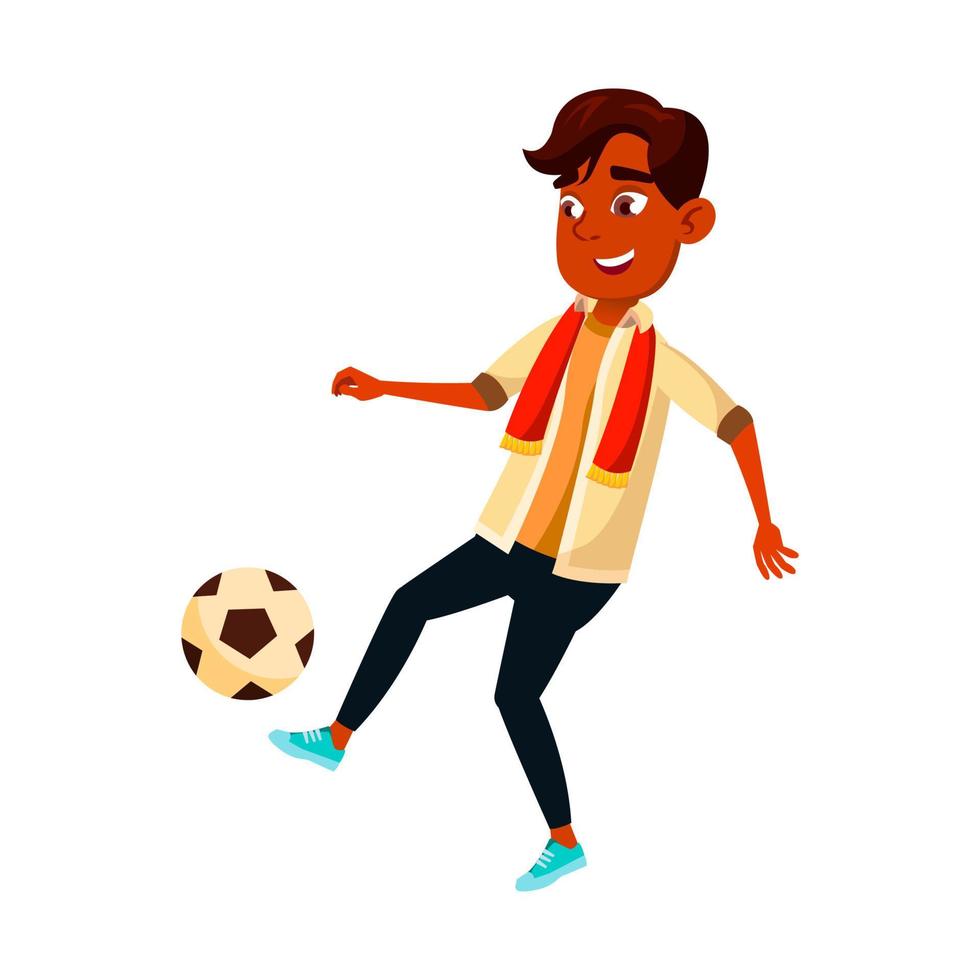 School Boy Playing Soccer Sport Team Game Vector