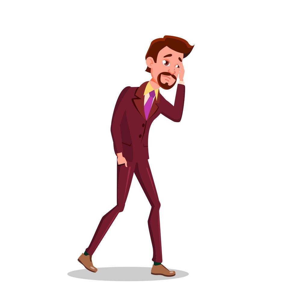 Sad Businessman Went Broke. Man Wearing Inpants And A Jacket With A Tie Vector Flat Cartoon Illustration