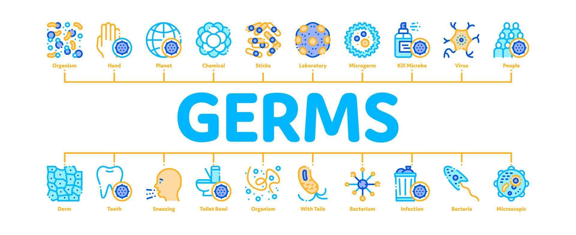 vector de banner infográfico mínimo de gérmenes de bacterias