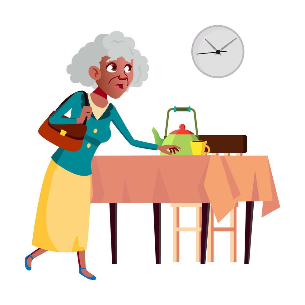 Running old woman hurry vector