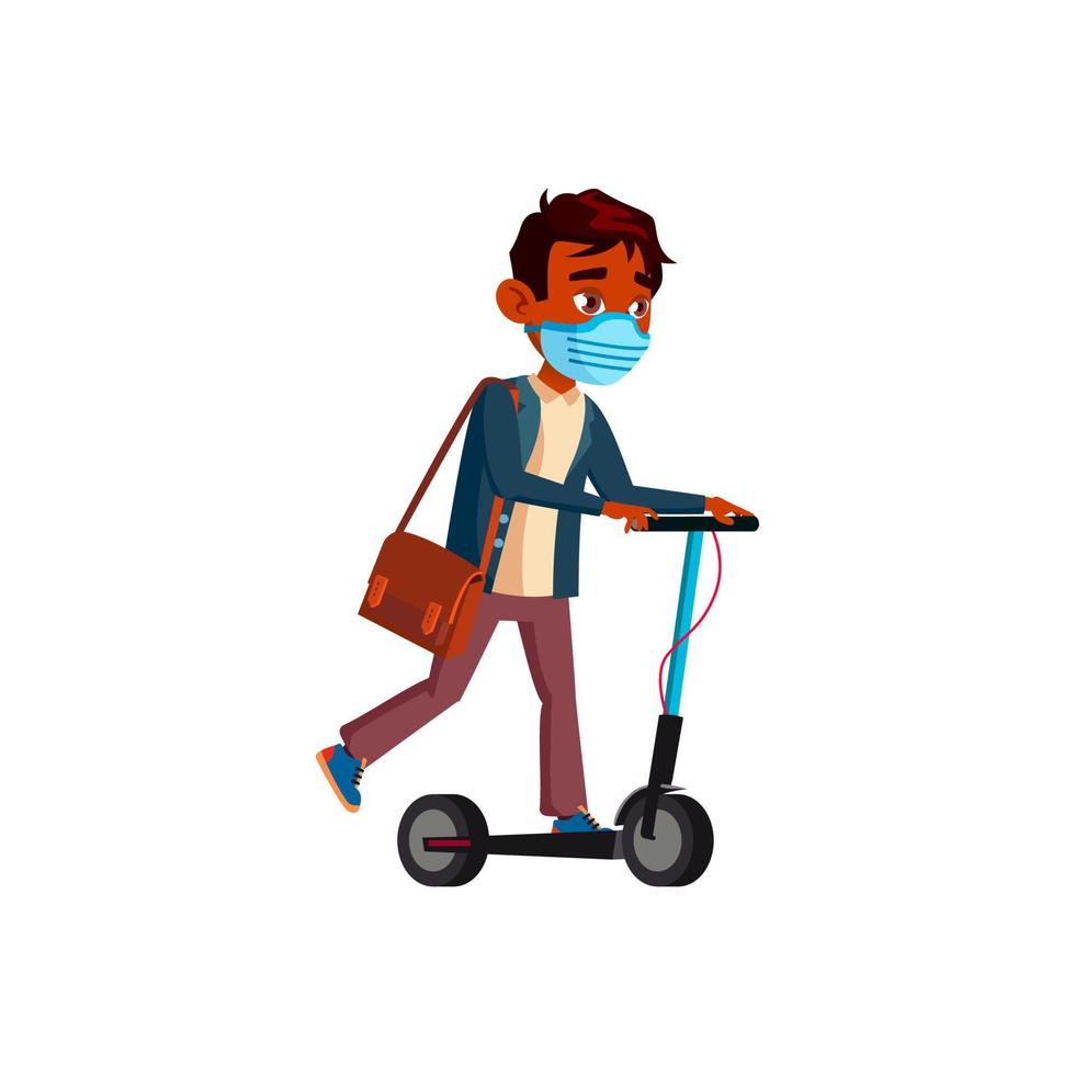 school kid boy wearing mask vector