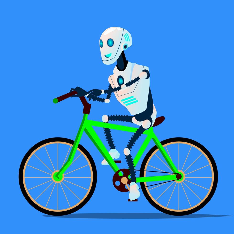 robot montando un vector de bicicleta. ilustración aislada