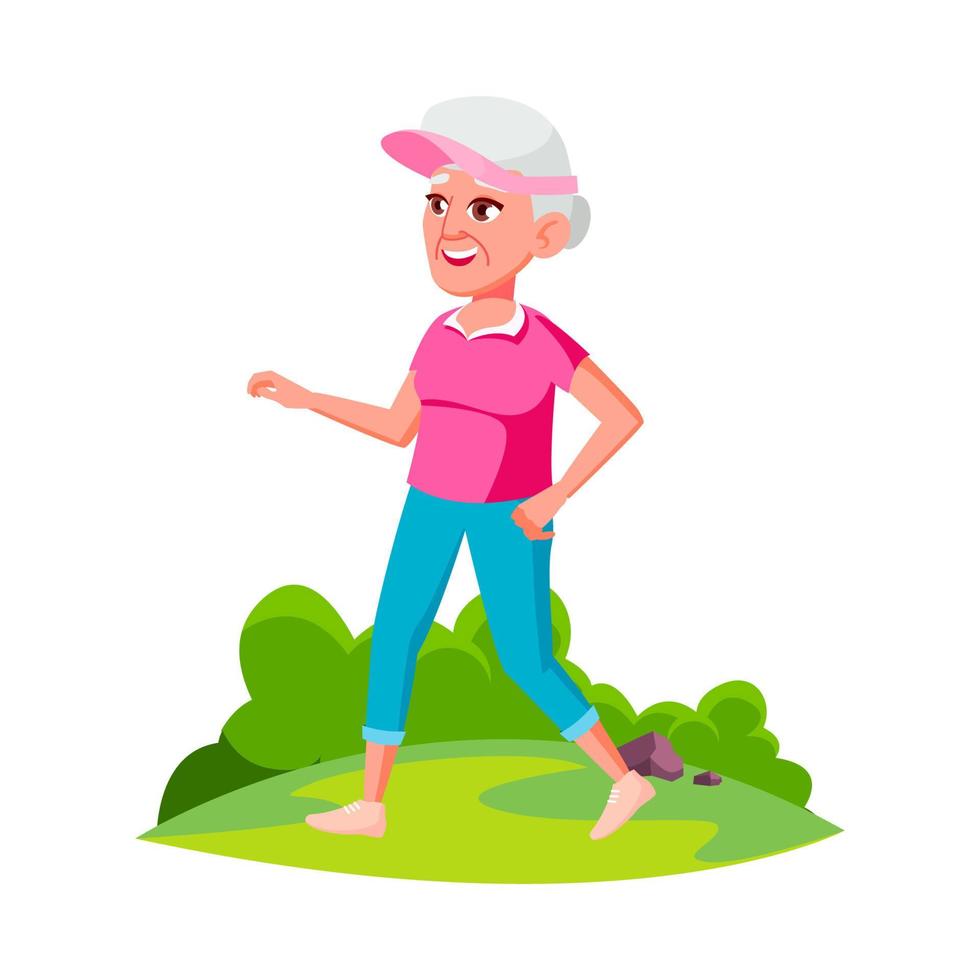 Running old woman quickly vector