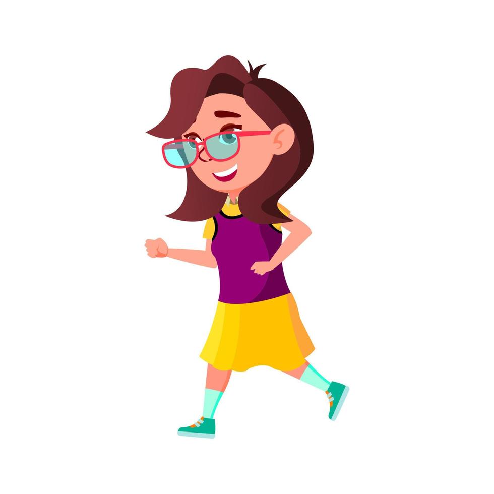 Girl Child Running To Meeting With Friend Vector