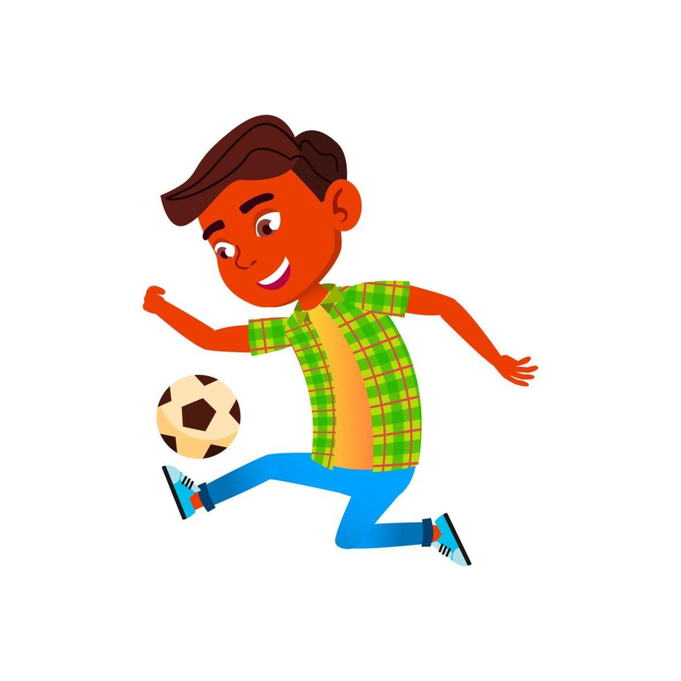 Schoolboy Child Playing Football Sport Game Vector