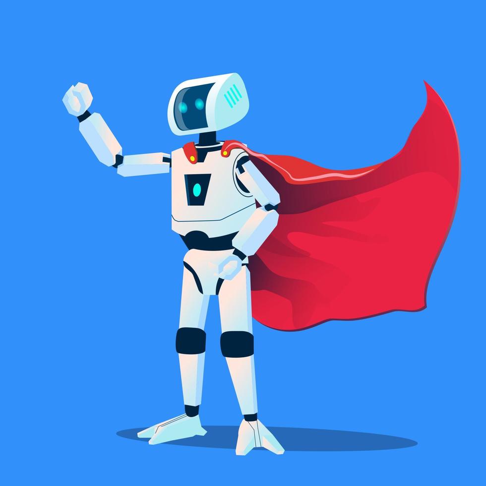 Robot Wearing Super Hero Cloak Vector. Isolated Illustration vector