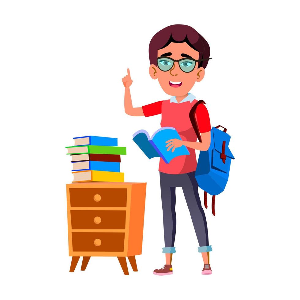 Schoolgirl Scientist Reading Education Book Vector