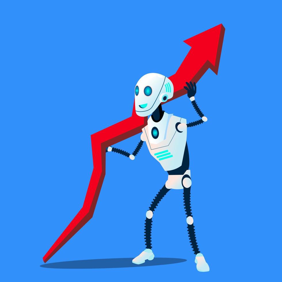 el robot plantea un vector de gráfico de tendencia empresarial. ilustración aislada