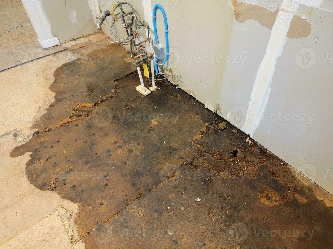 leak on kitchen floor found during construction photo