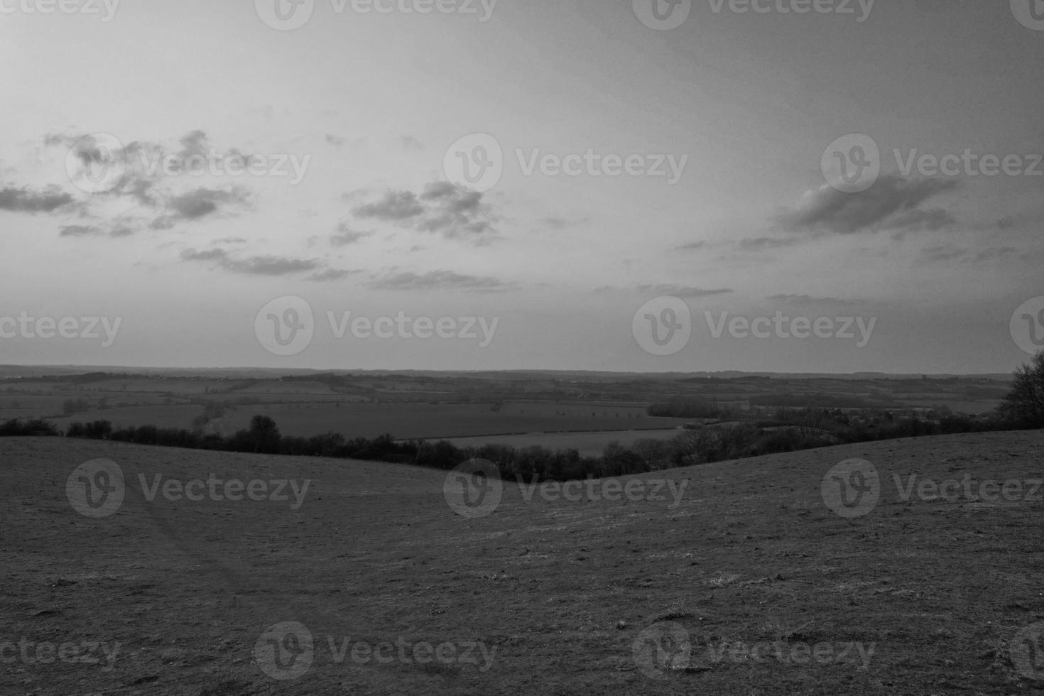 High Angle Footage of British Landscape in Classic Black and White photo