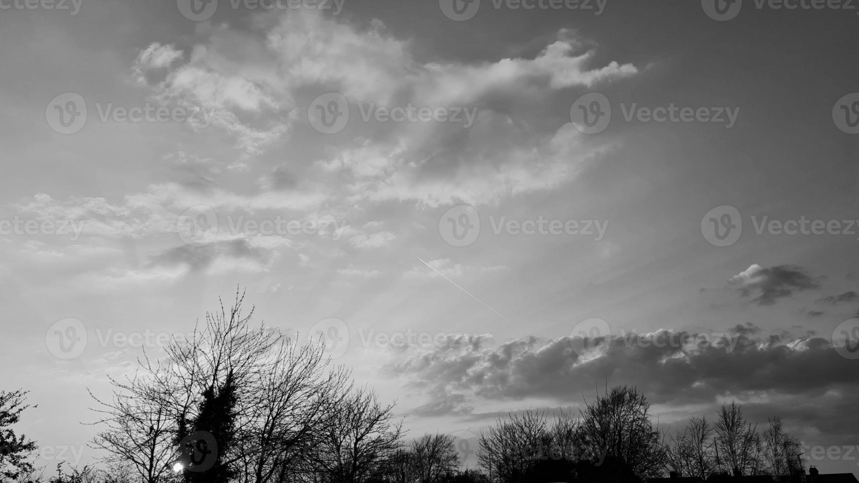 High Angle View of British Landscape in Classic Black and White Style photo