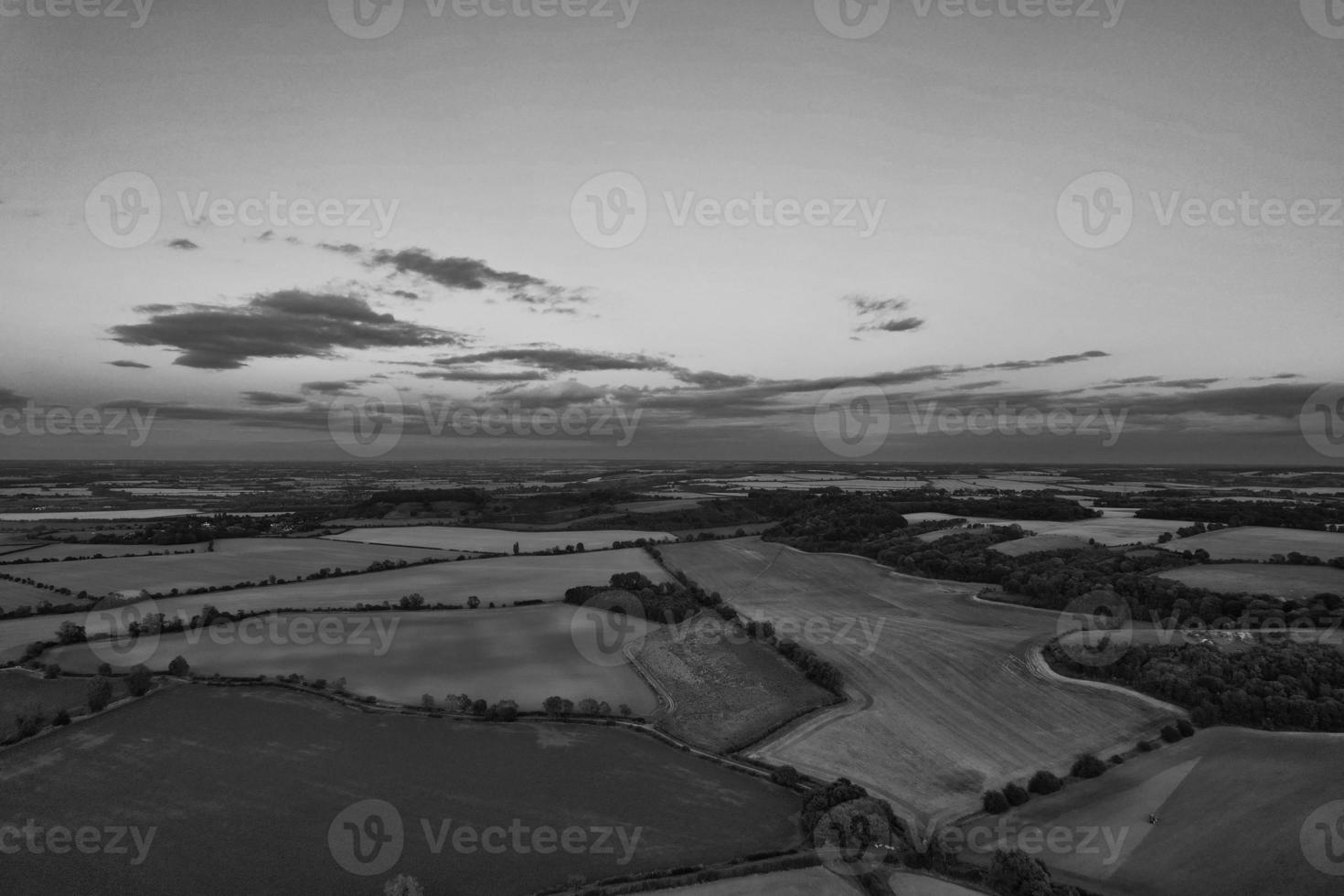 High Angle View of British Landscape in Classic Black and White Style photo