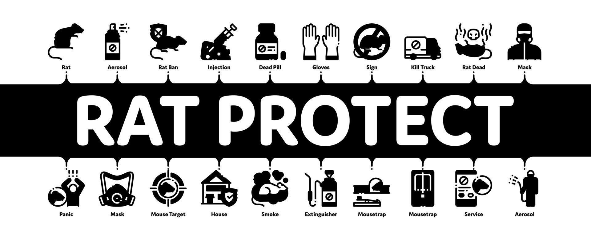 rata proteger vector de banner infográfico mínimo