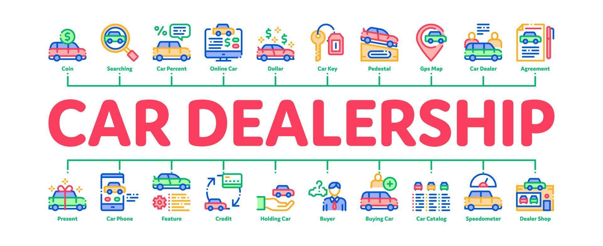 vector de banner de infografía mínima de tienda de concesionario de automóviles