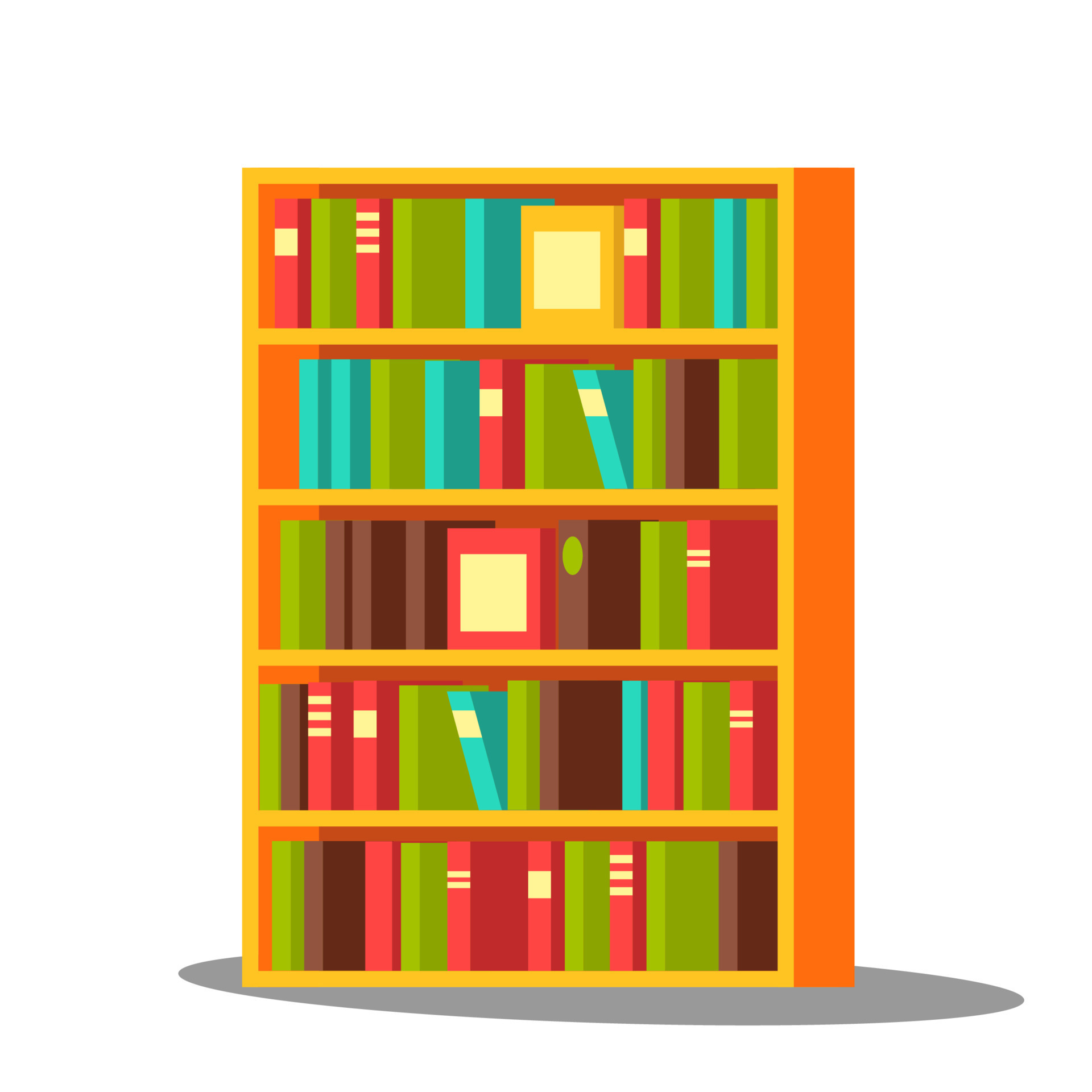 Bookcase Vector. Home, Library. Pile Encyclopedia. Education. Isolated