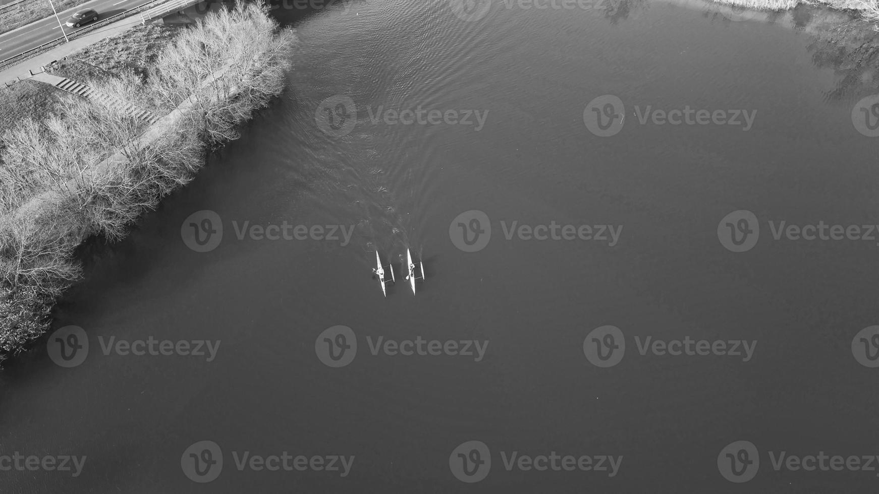 High Angle View of British Landscape in Classic Black and White Style photo