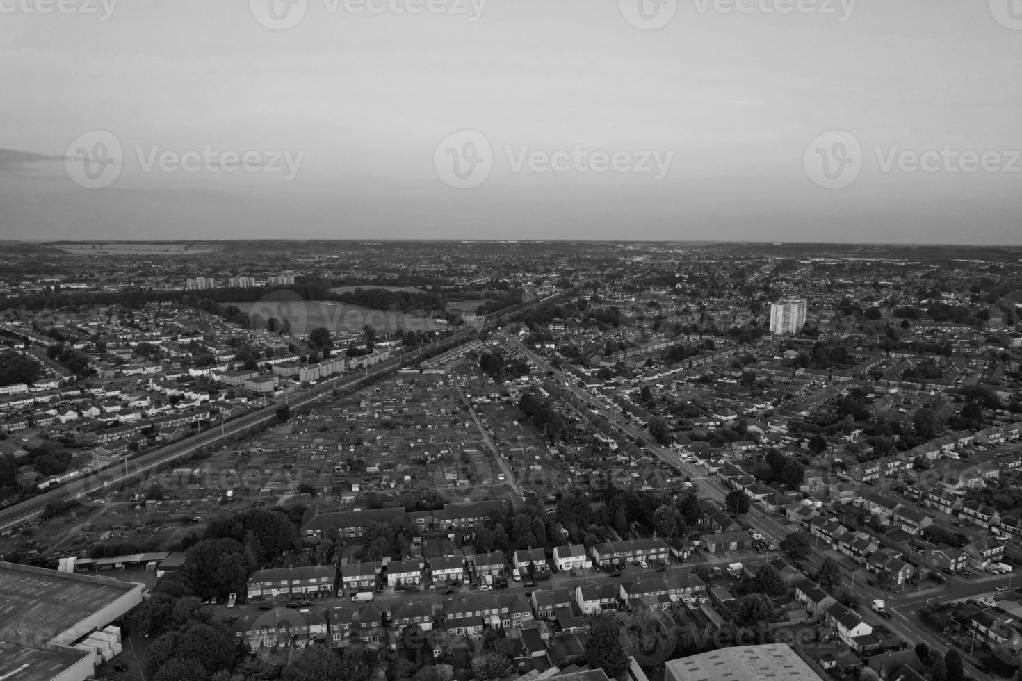 High Angle View of British Landscape in Classic Black and White Style photo