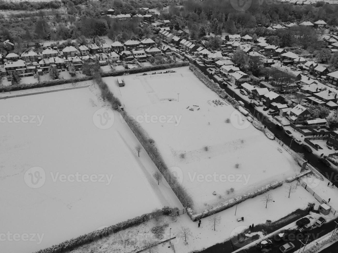 High Angle View of City in Classic Black and White photo