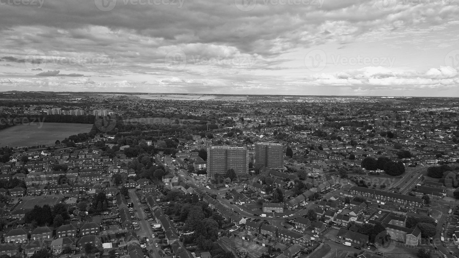 High Angle Footage of British Landscape in Classic Black and White photo