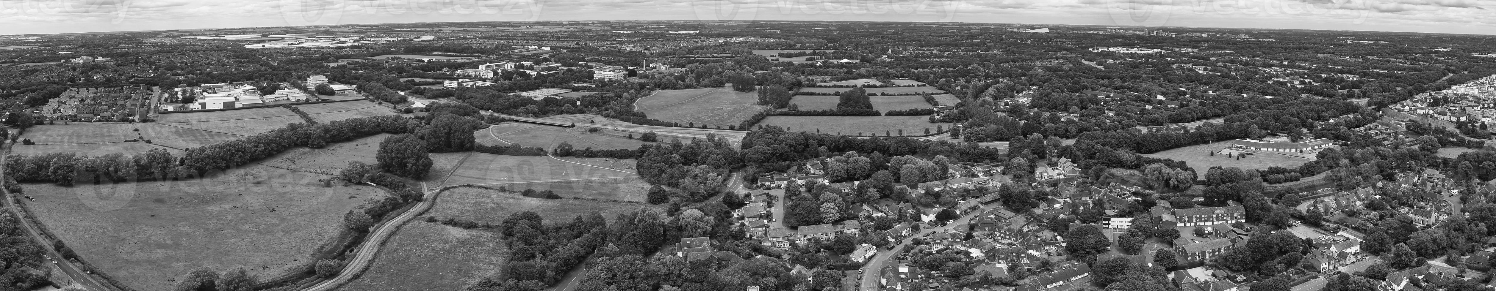 High Angle View of British Landscape in Classic Black and White Style photo