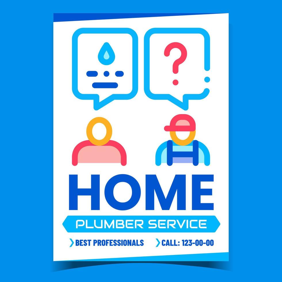 Home Plumber Service Creative Promo Poster Vector