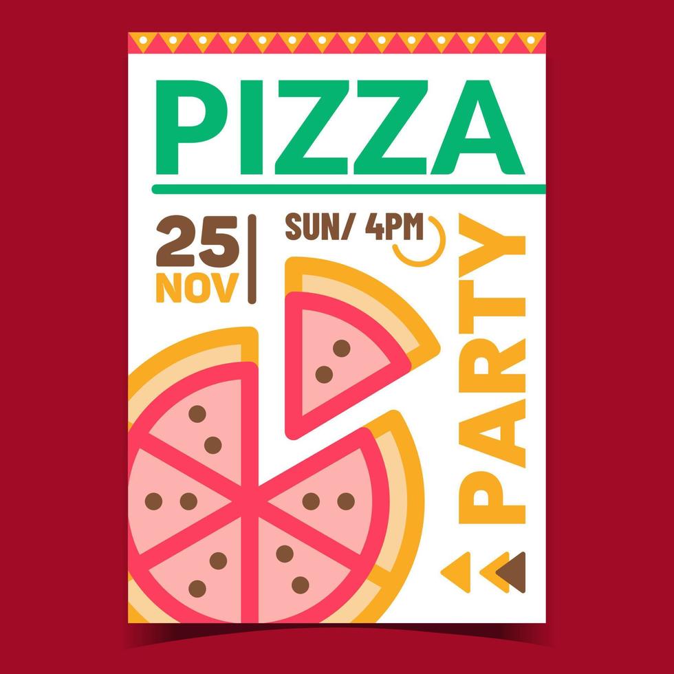 vector de banner promocional creativo de fiesta de pizza