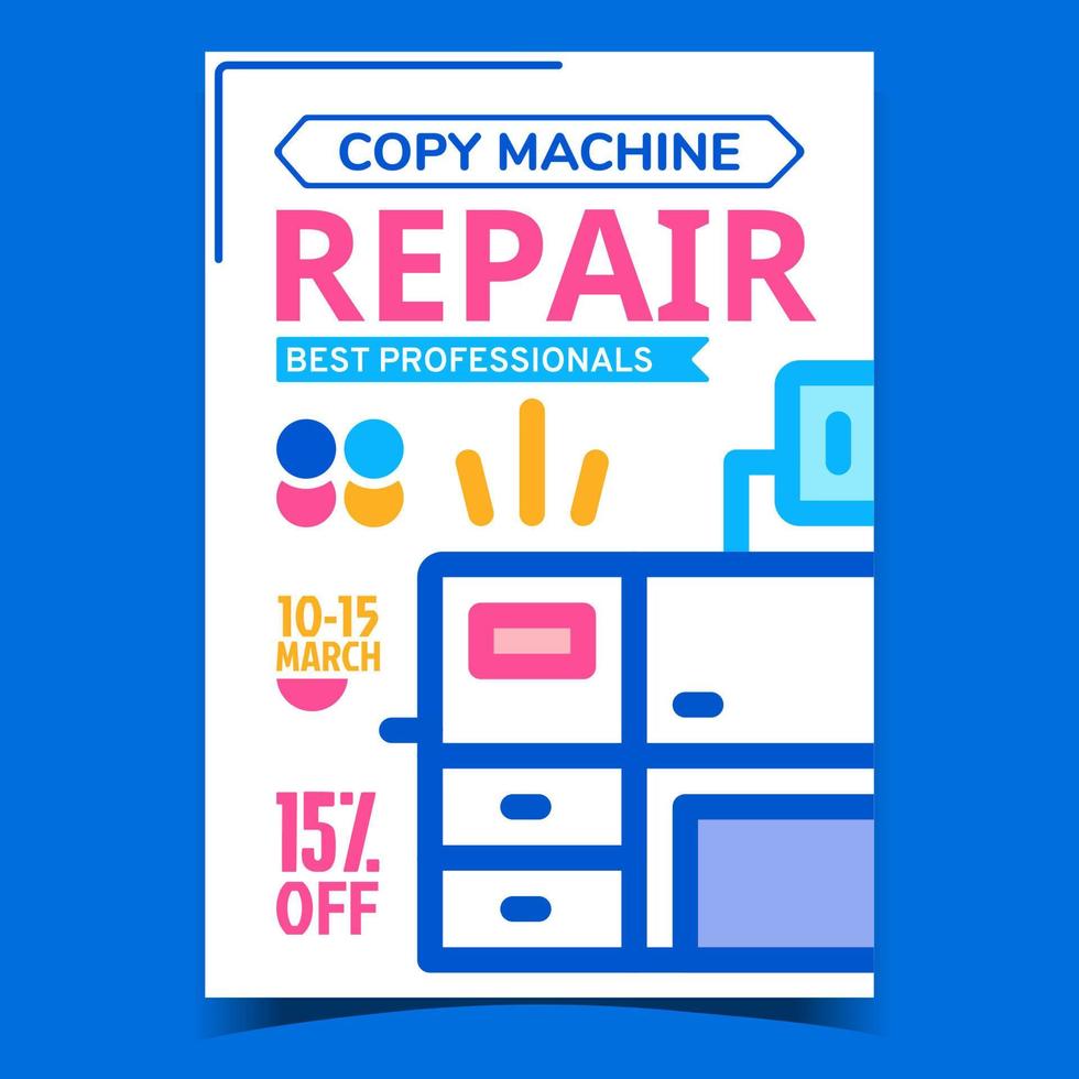 Copy Machine Repair Advertising Banner Vector