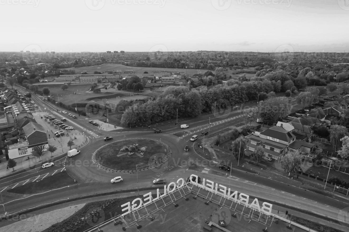 vista de ángulo alto del paisaje británico de inglaterra en blanco y negro clásico foto