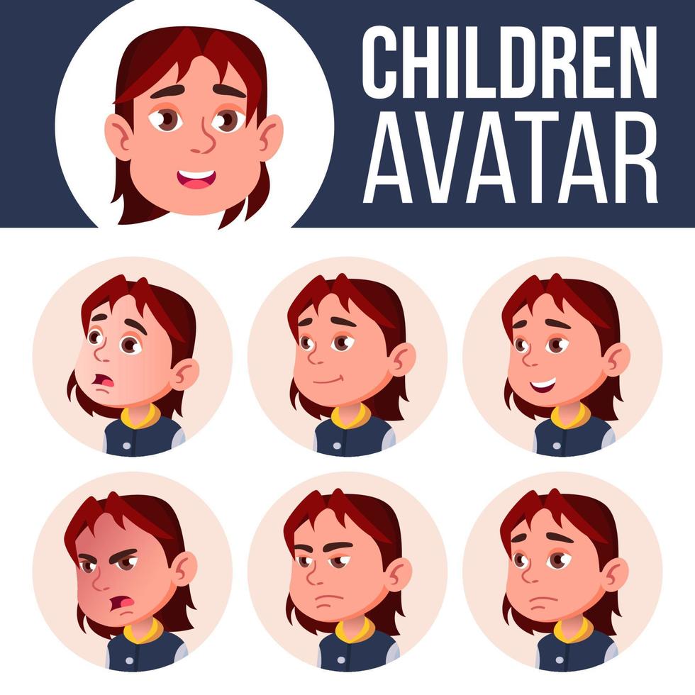 Boy Avatar Set Kid Vector. Primary School. Face Emotions. Kid, Child. Beautiful, Funny. Leaflet, Booklet. Cartoon Head Illustration vector