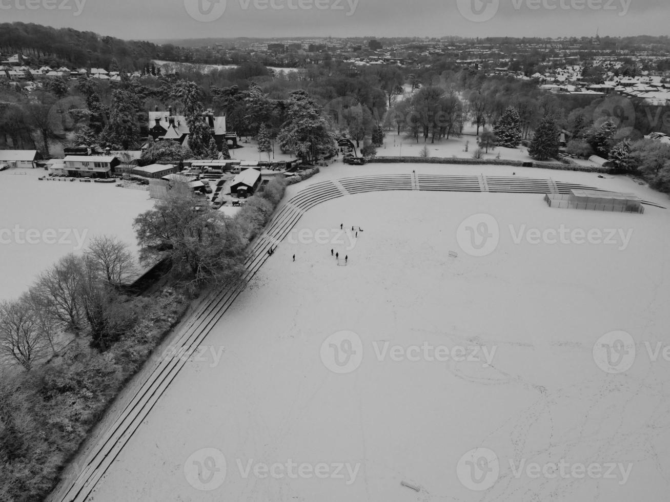 High Angle View of City in Classic Black and White photo