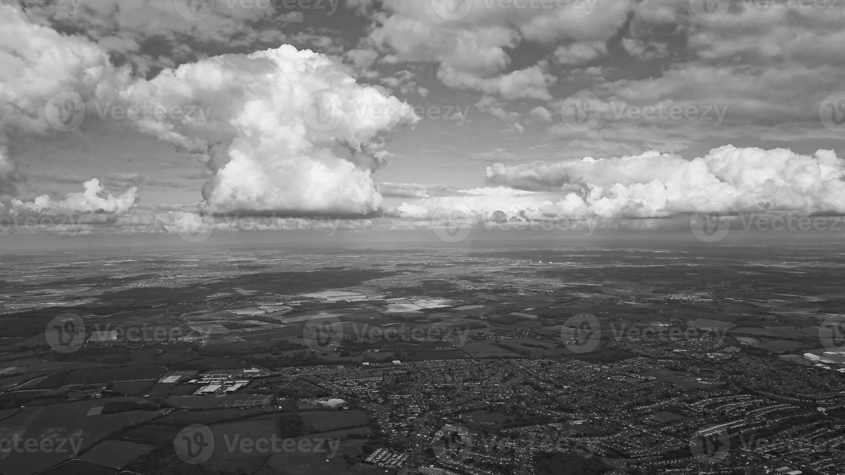 High Angle Footage of British Landscape in Classic Black and White photo