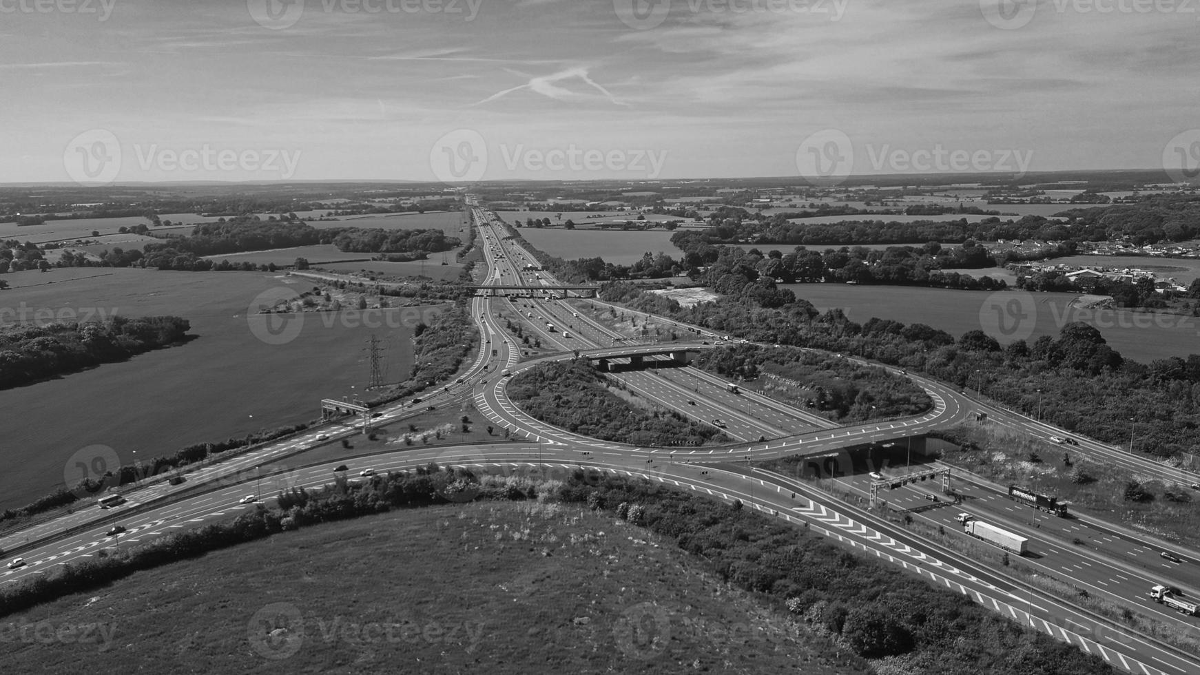 High Angle View of British Landscape in Classic Black and White Style photo