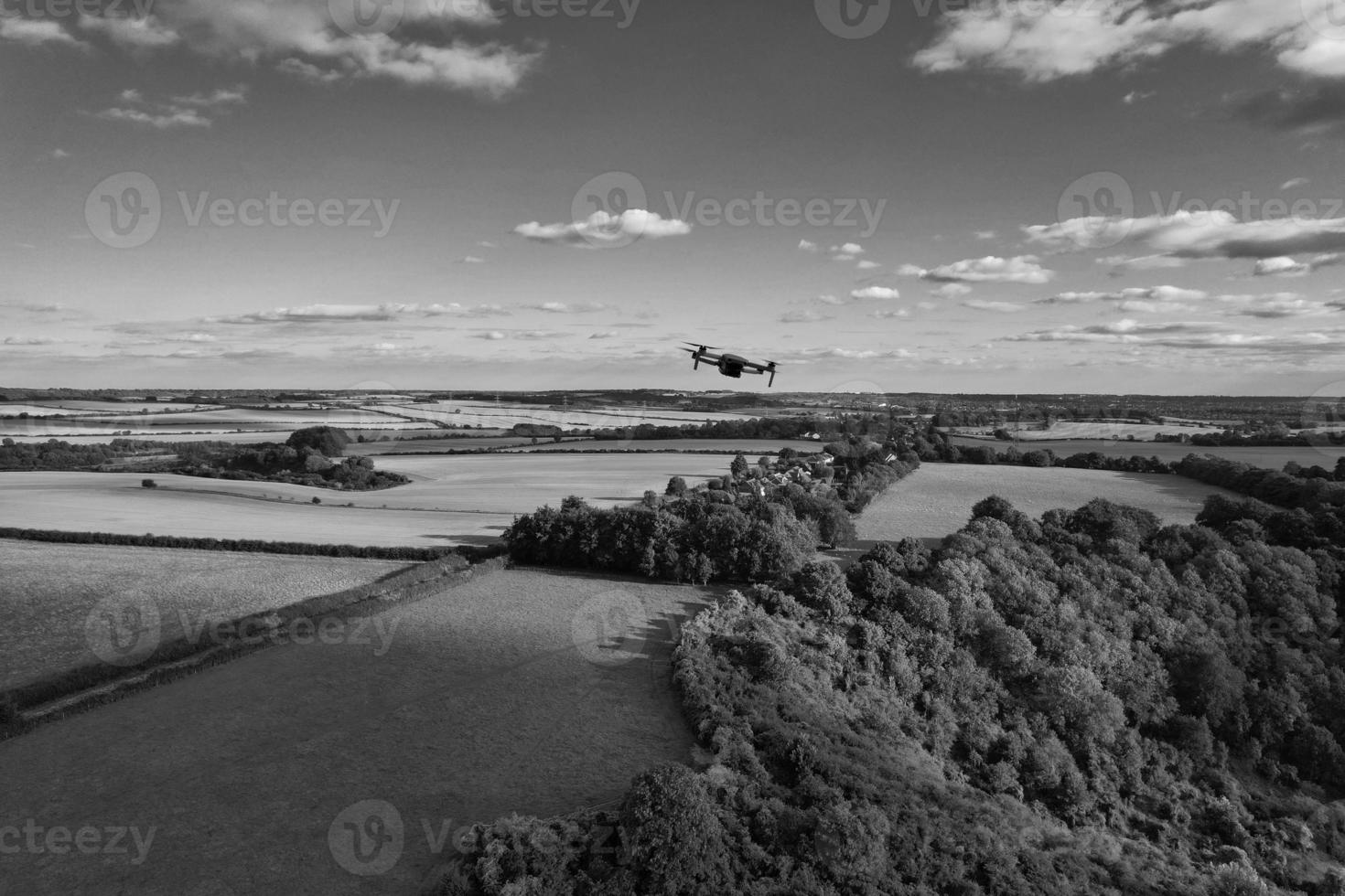 High Angle View of British Landscape in Classic Black and White Style photo
