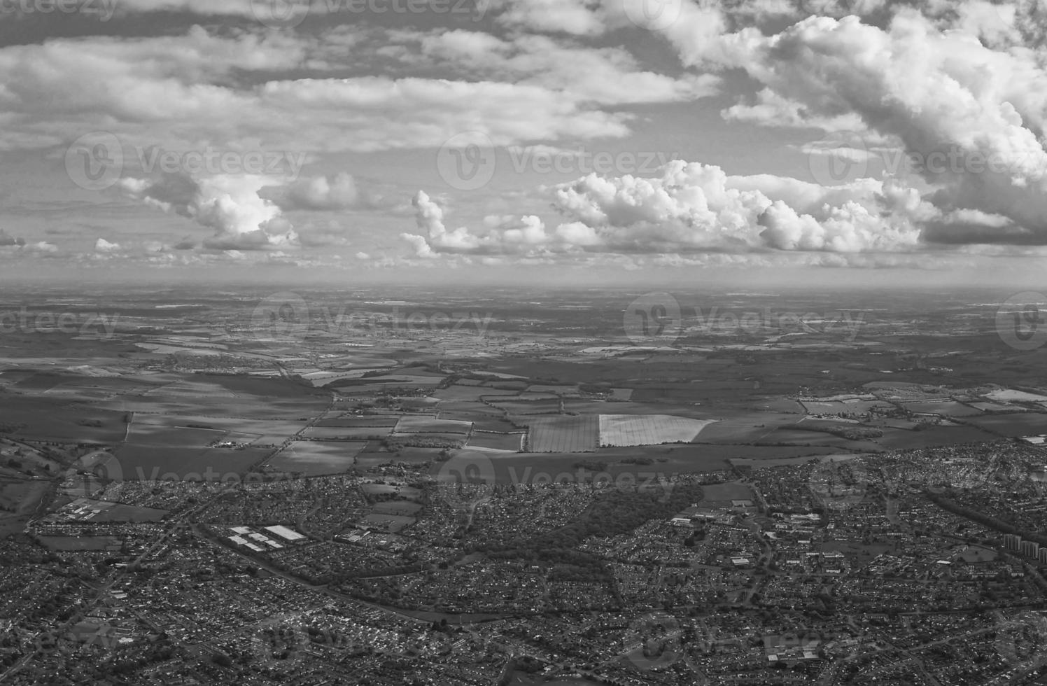 High Angle Footage of British Landscape in Classic Black and White photo