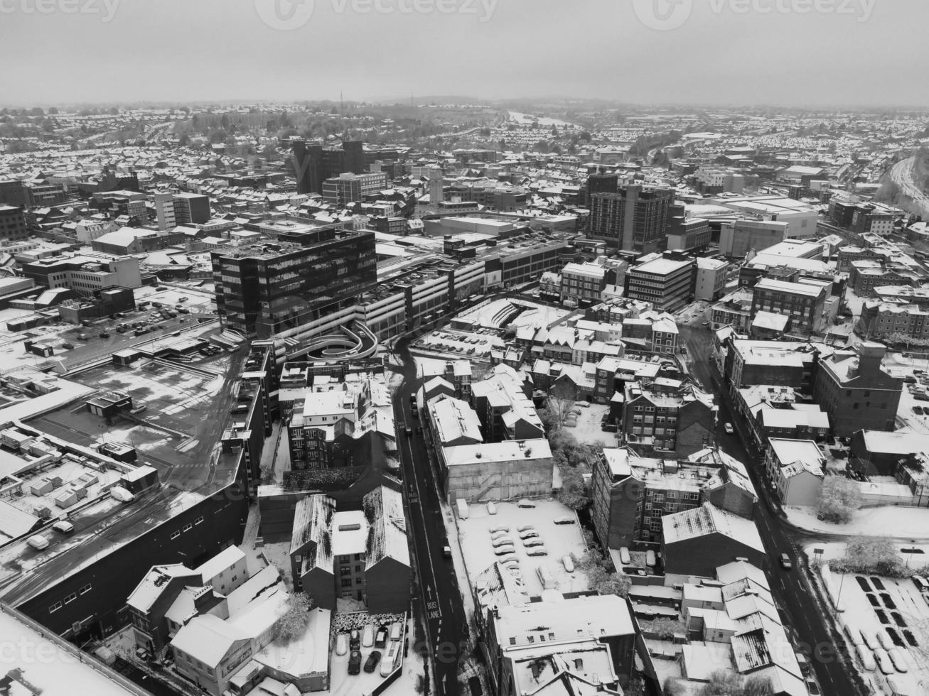 High Angle View of City in Classic Black and White photo