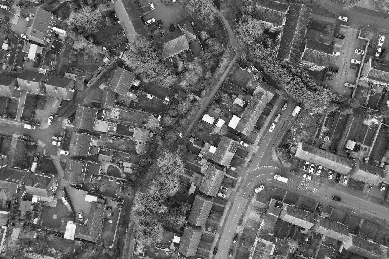 High Angle View of British Landscape in Classic Black and White Style photo