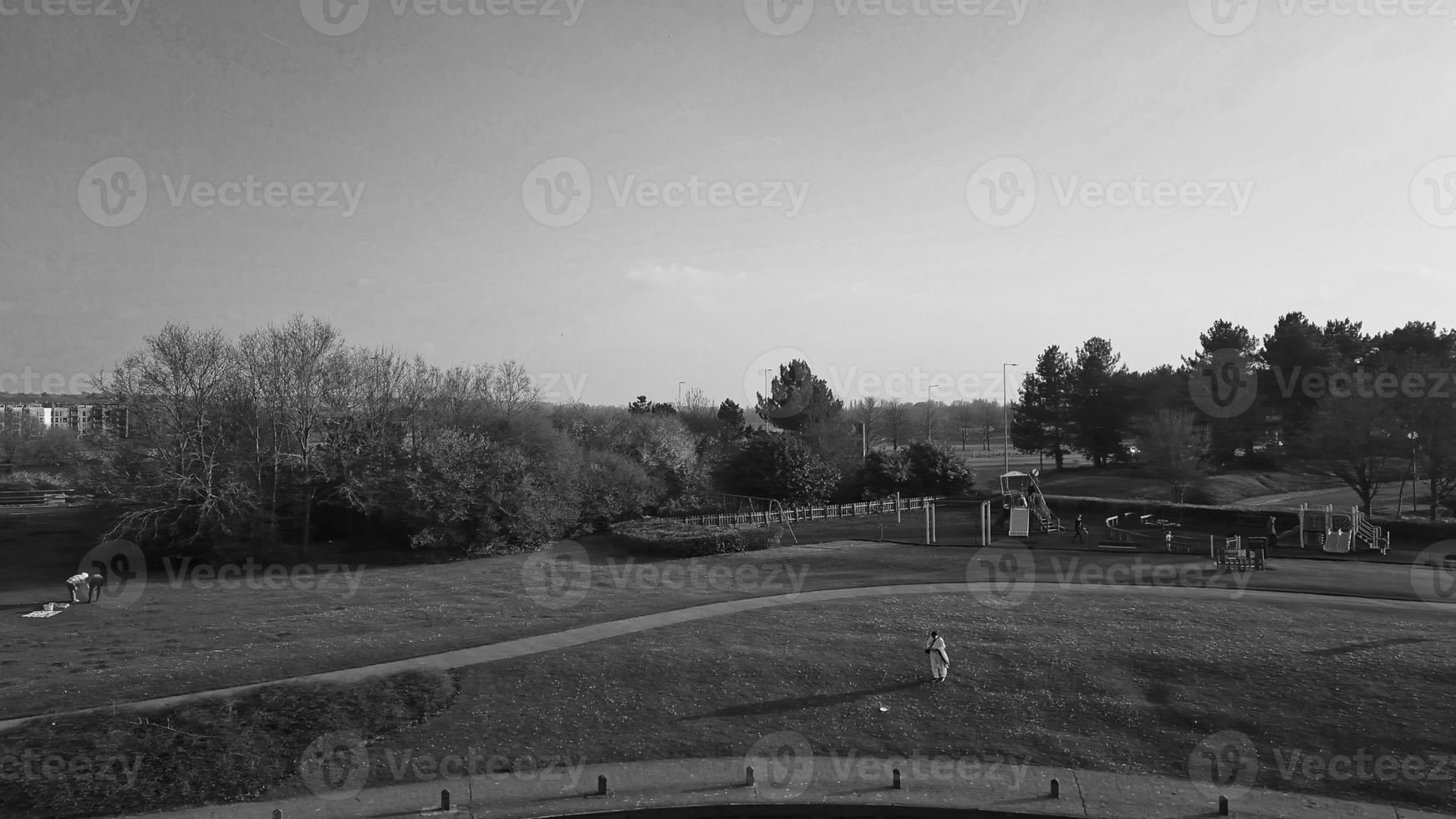 High Angle Footage of British Landscape in Classic Black and White photo