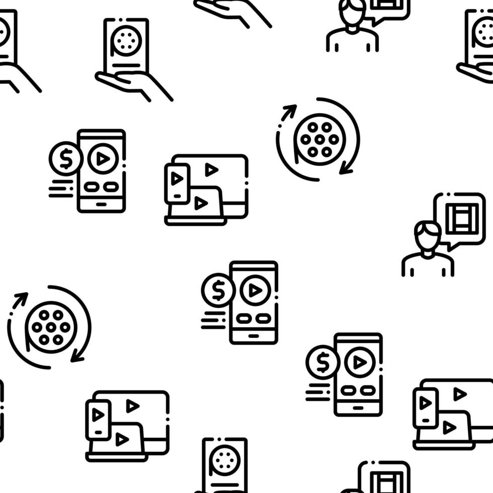 Renting Movies Service Seamless Pattern Vector