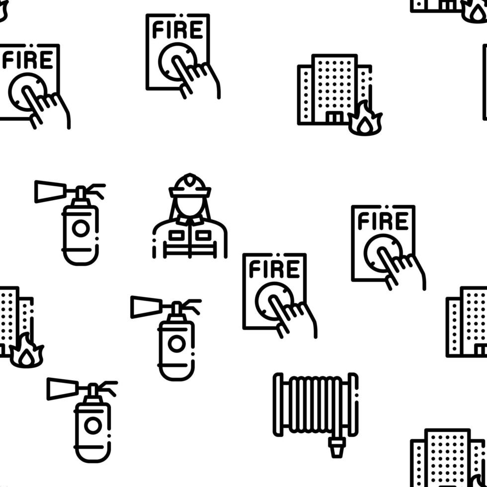 Firefighter Equipment Seamless Pattern Vector